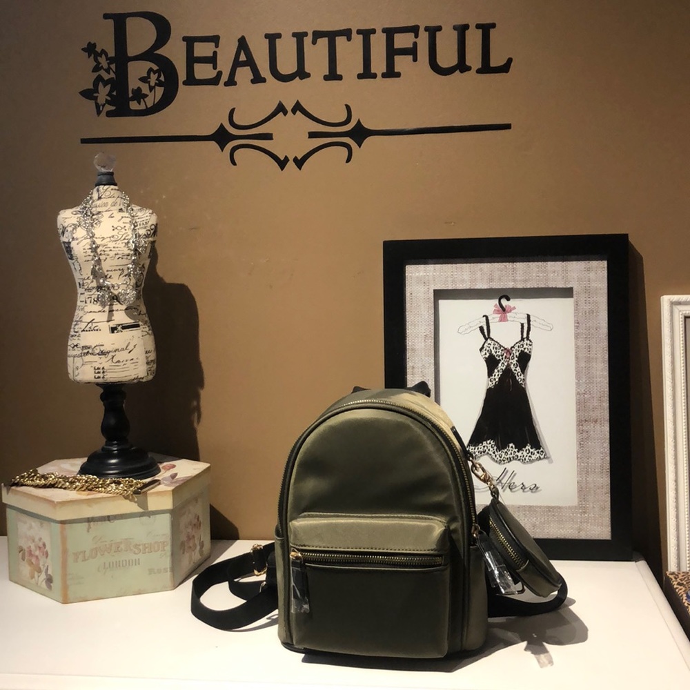 NWT Olive Green Mini Backpack with Changepurse